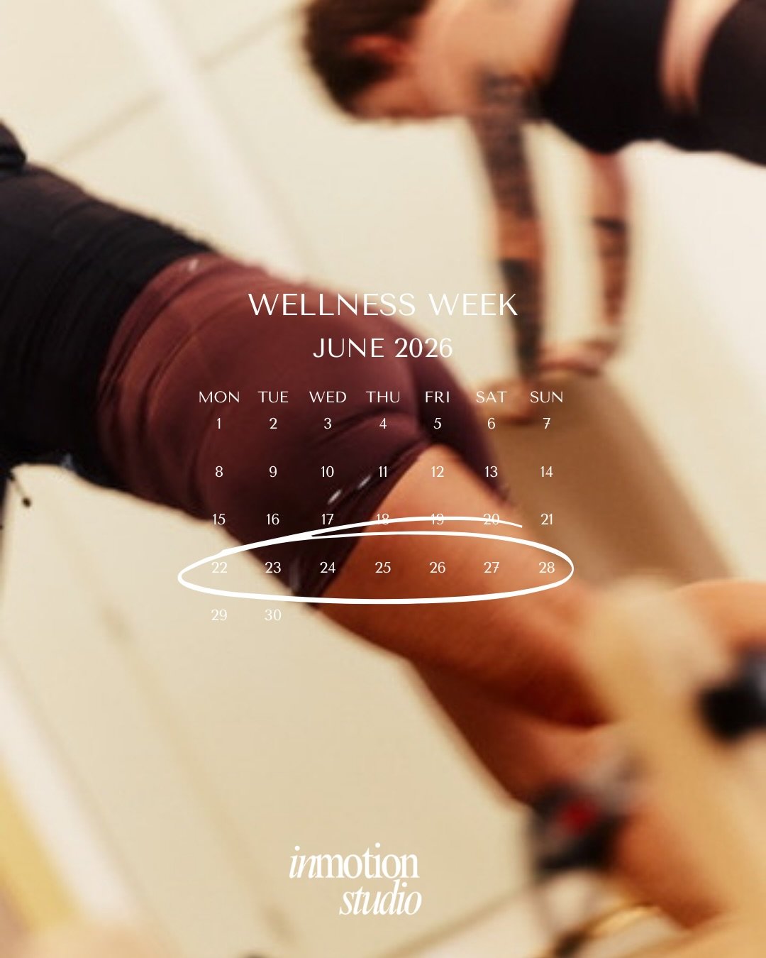 ✨ WELLNESS WEEK | June 22&ndash;28 ✨

A week of us giving back to you, and you giving back to your body. 💛

Join us for 7 days of movement, recovery, connection, and wellness. Each day you&rsquo;ll experience something different from hydrating with 