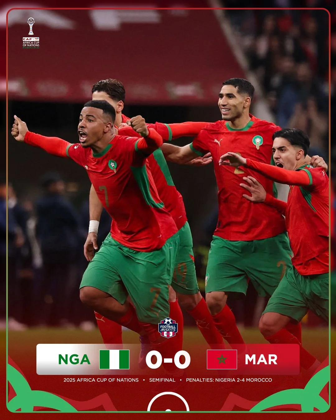 WE HAVE AN #AFCON FINAL!

Sadio Mane lifts Senegal past Egypt to reach their second final in three tournaments

Morocco needed penalties but they edge Nigeria to advance to Sunday's title match on home soil!