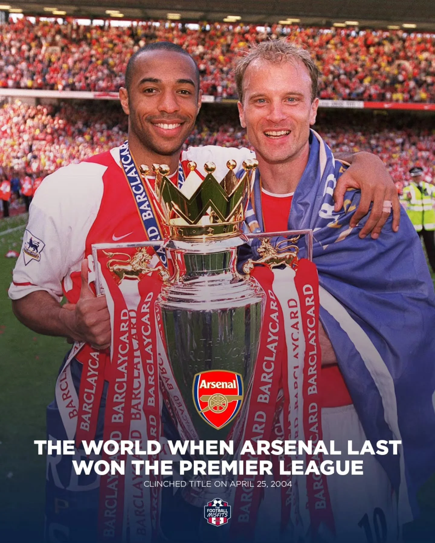 It's been a minute but Arsenal fans will see the Gunners lift the Prem for the first time in 22 years!

Here's how the world, both on and off the pitch, looked like back in 2004