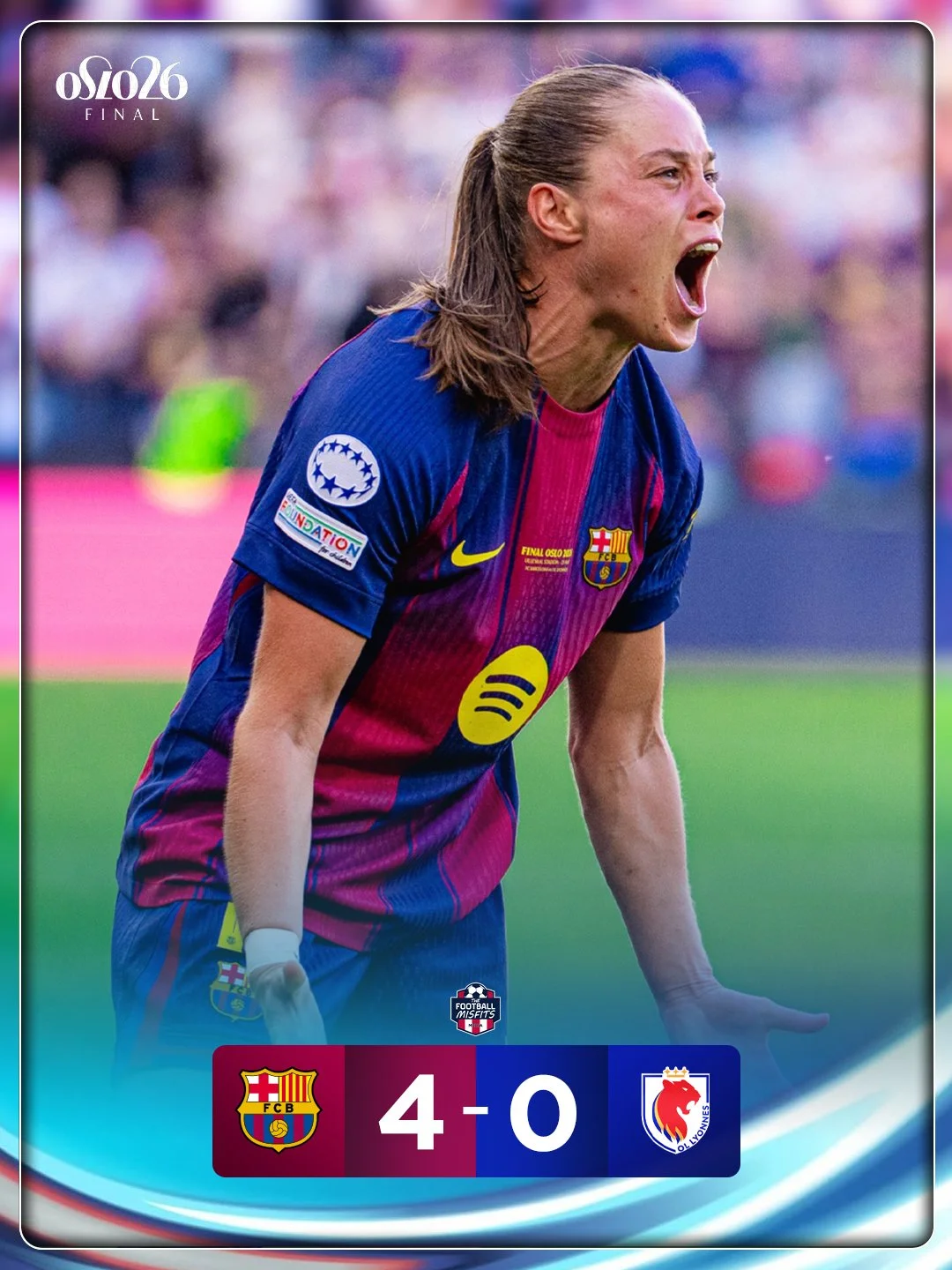 Barcelona runs riot against OL Lyonnes in the second half to win their fourth-ever Champions League crown! #UWCL