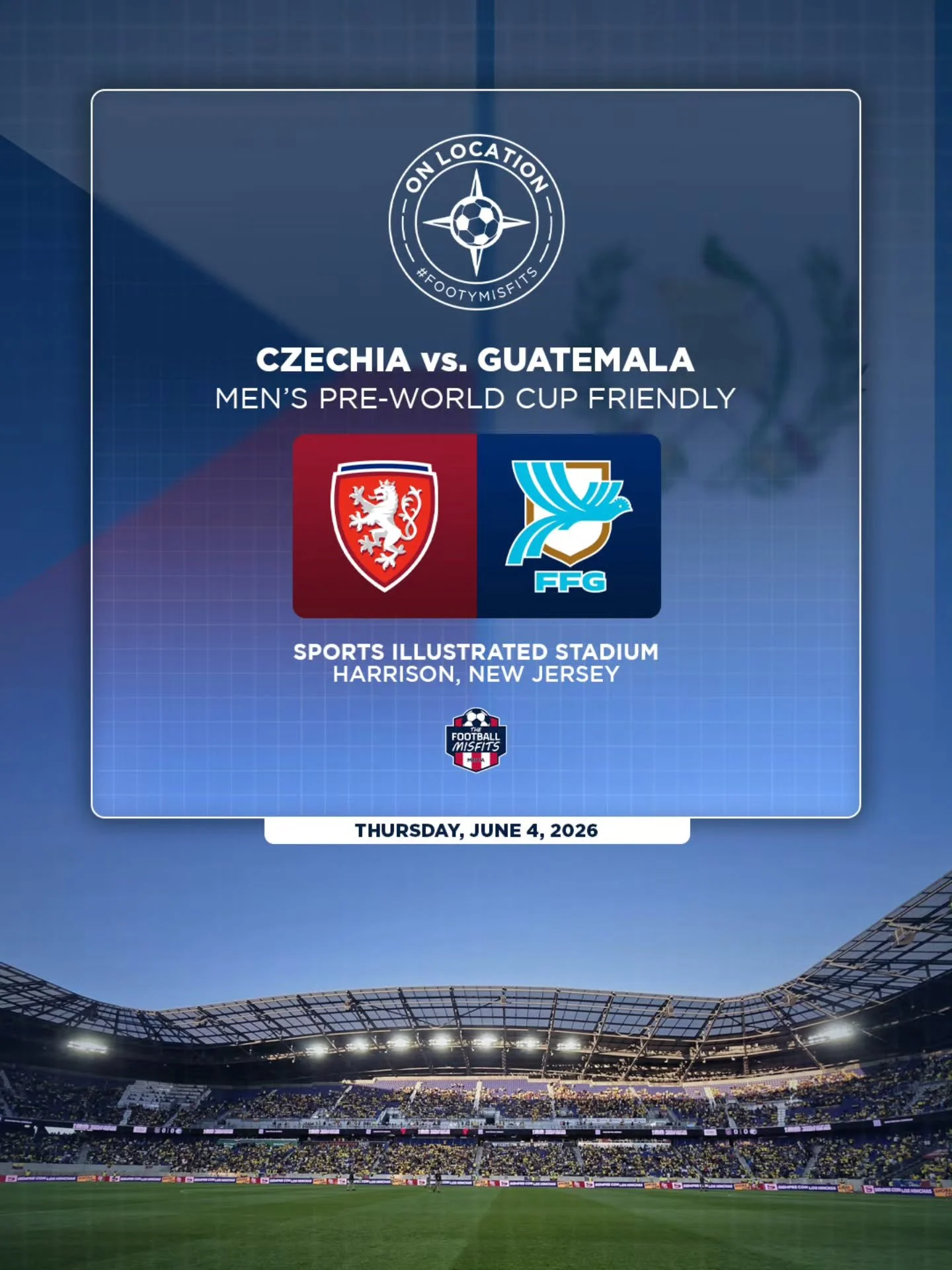Our next On Location match features World Cup-bound Czechia conclude their World Cup prep in New Jersey against Guatemala 🇨🇿🇬🇹