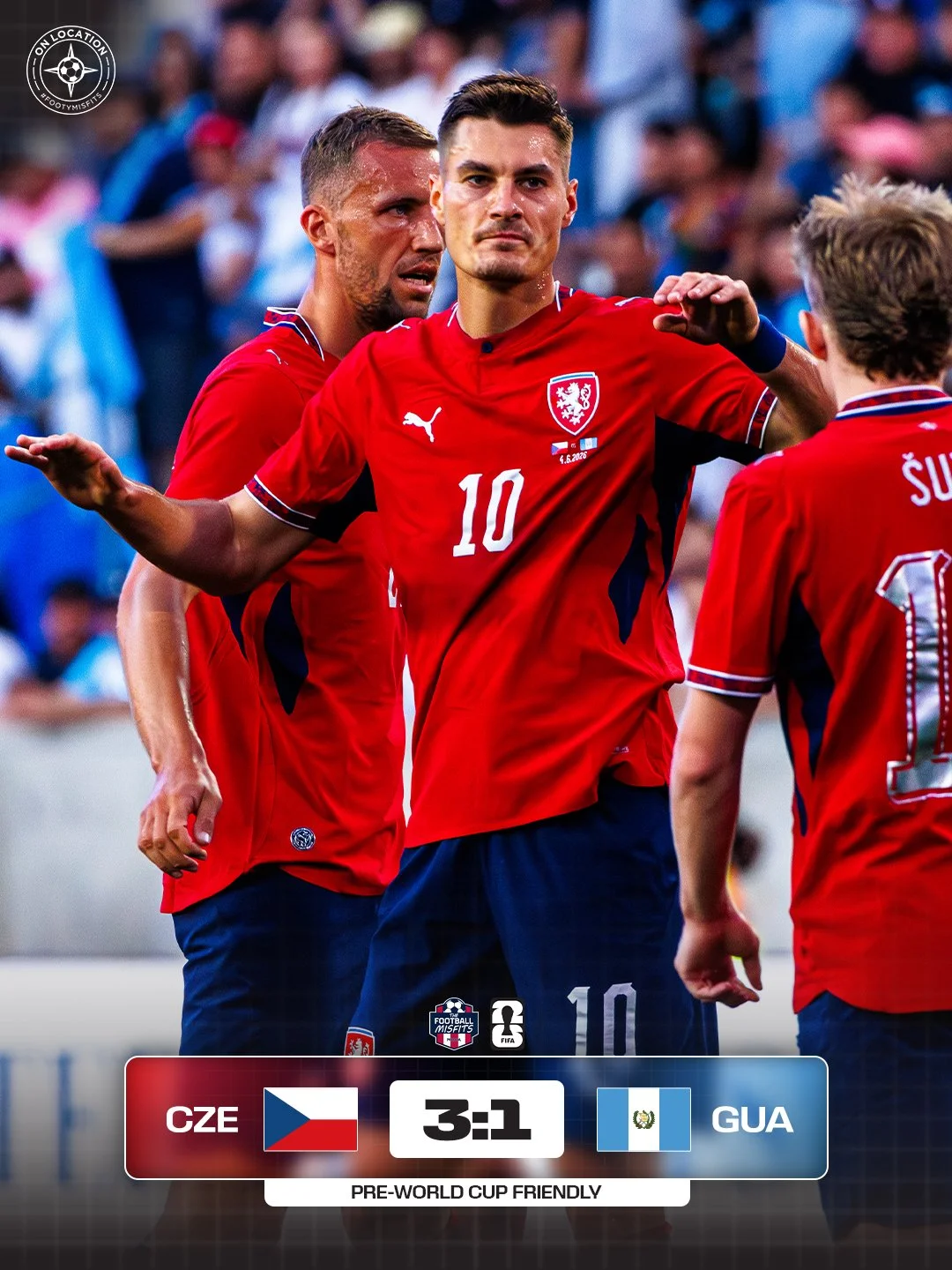 🇨🇿 Czechia concludes its World Cup prep with a 3-1 win against Guatemala in front of a pro-Chapin crowd in New Jersey!