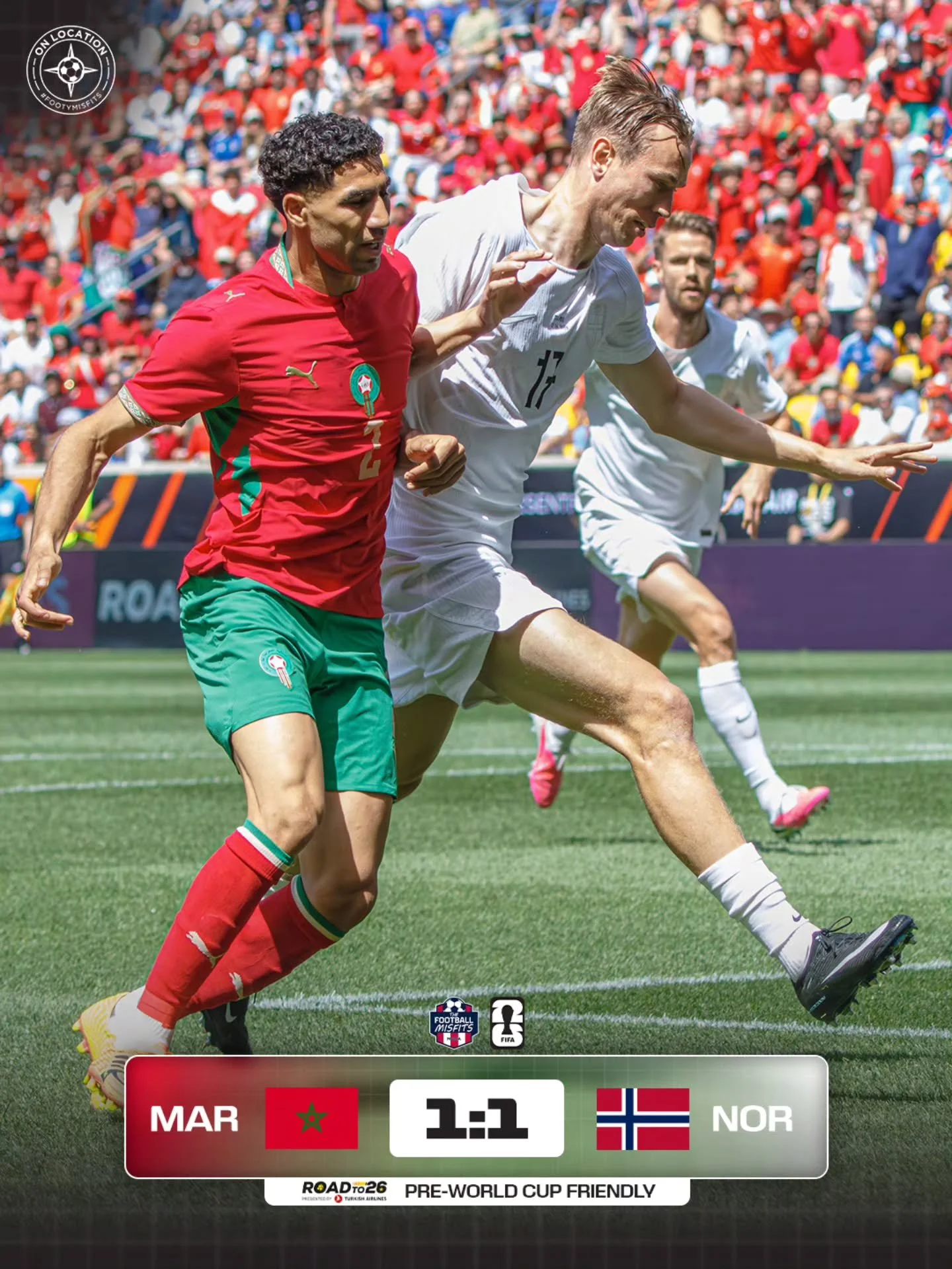 @brahim in the first, @odegaard.98 in the second

Morocco and Norway see their final pre-World Cup friendlies end knotted at 1-1