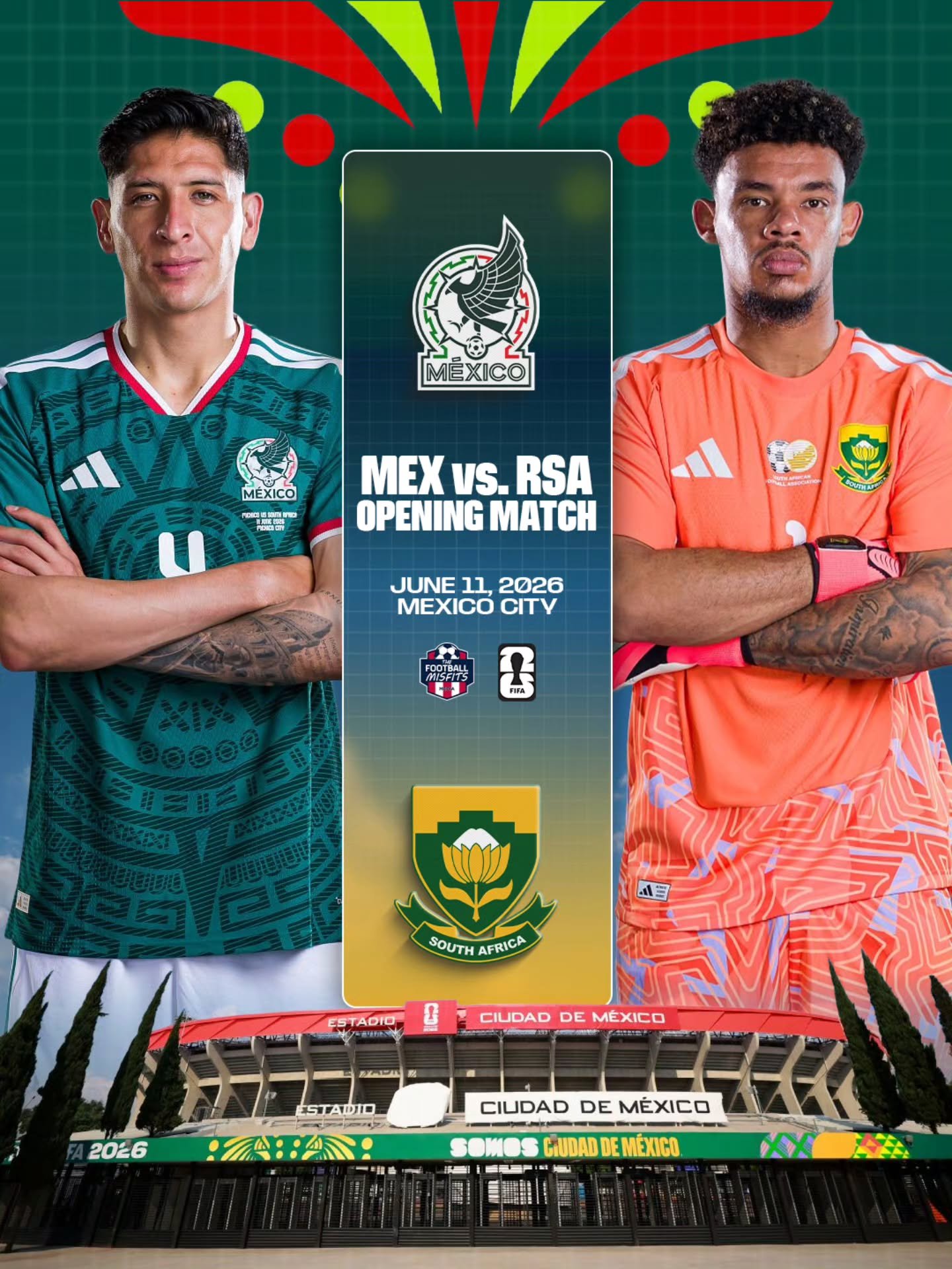 HAPPY WORLD CUP OPENING DAY! 🇲🇽🇿🇦

Sixteen years after they opened the 2010 FIFA World Cup in Johannesburg, Mexico and South Africa once again kick off the tournament&mdash;this time in Mexico City.

A full-circle moment to begin the 2026 World C