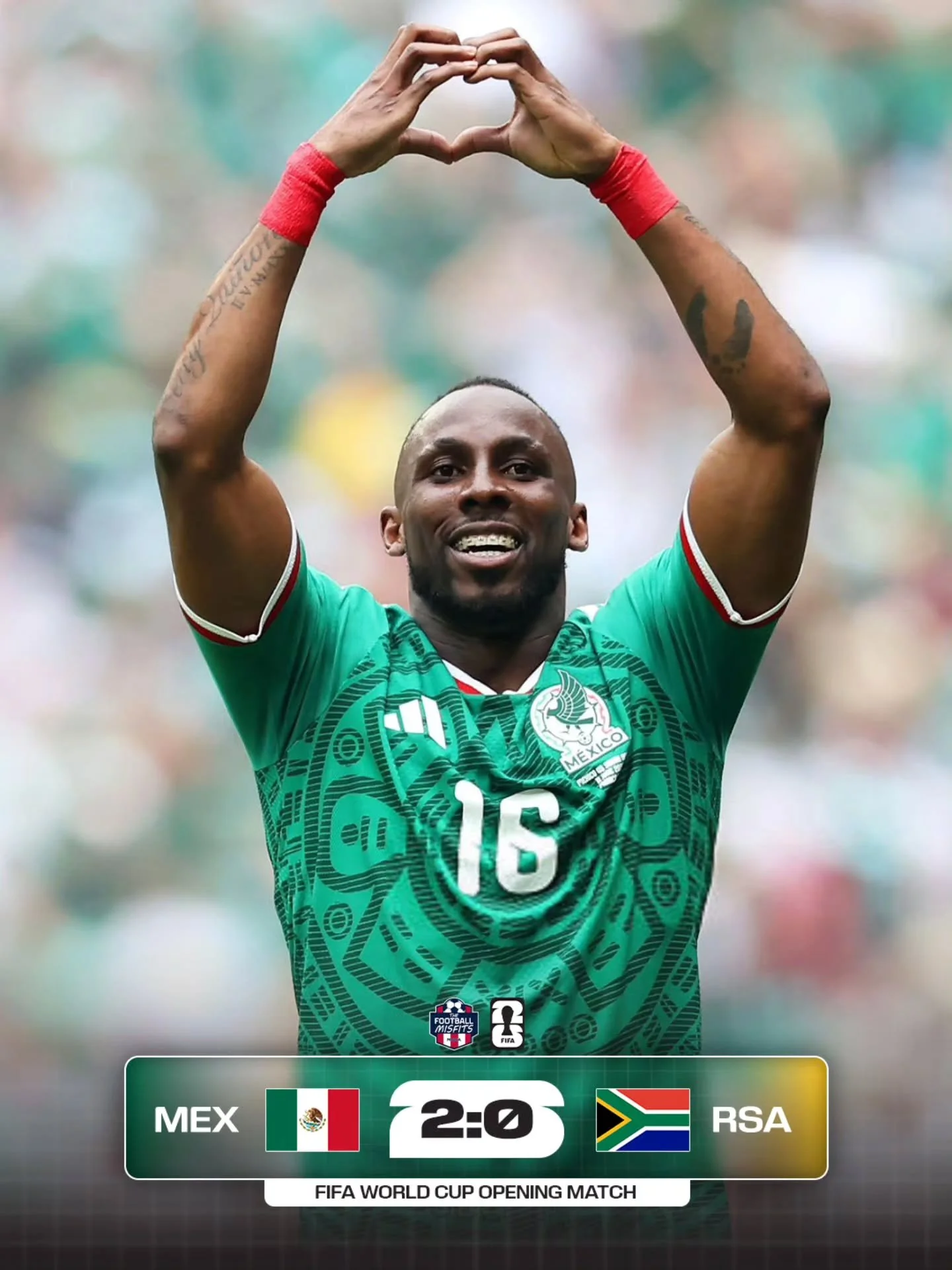 🇲🇽 Mexico opens the World Cup with a resounding 2-0 win over South Africa at the Azteca!

🇲🇽 M&eacute;xico abre la Copa Mundial con una contundente victoria por 2-0 sobre Sud&aacute;frica en el Azteca!