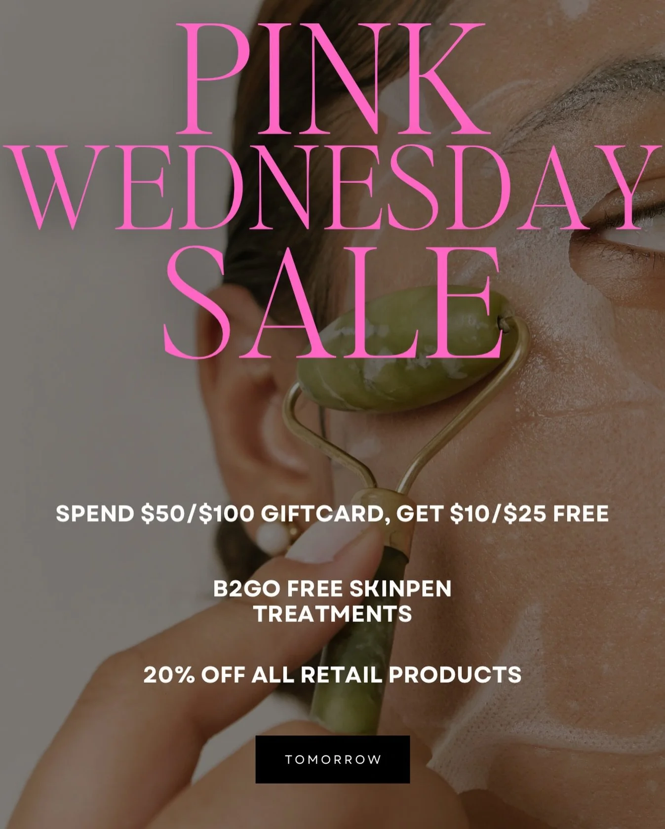 🎀TOMORROW🎀 Pink Wednesday

Pink Wednesday holiday sale November 26th from 9-4pm! 

Stop by the salon, Picture Perfect, to get your hands on this great sale, buy $50 or $100 gift card and get $10 or $25 free!! Buy 2 skinpen microneedling treatments 
