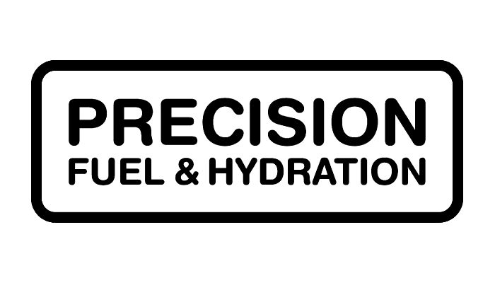 Black and white label with the words "PRECISION FUEL & HYDRATION" in bold text.