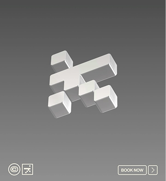 3D white geometric shapes arranged in a pattern on a gray background.