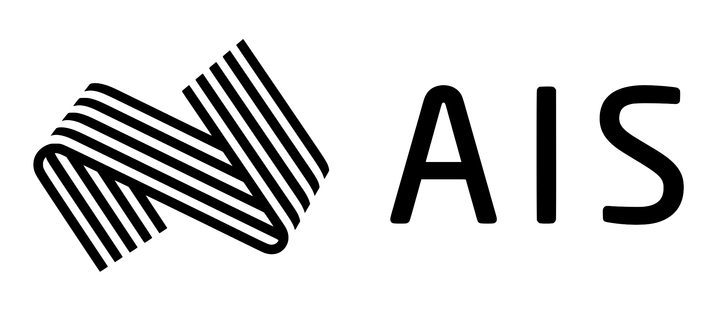 A black and white logo with a stylized book and the letters "AIS".
