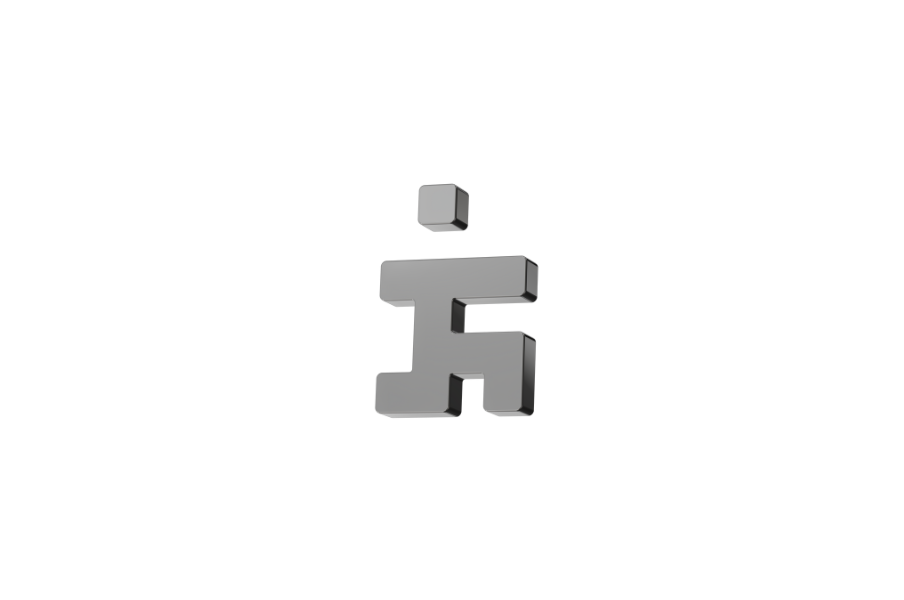 3D metallic figure of a person, with a separate head, on a white background.