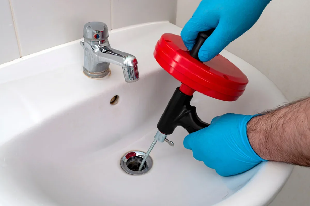 professinal plumber cleaning drain in broomfield residential home.