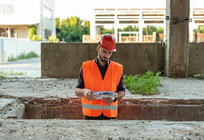 sewer line inspections in Broomfield Colorado being performed by professional plumber in uniform.