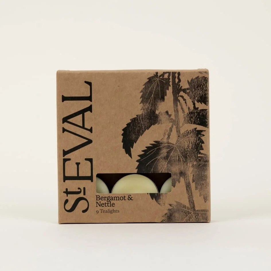 Box of St. Eval Bergamot & Nettle Scented Tealights – 9-pack