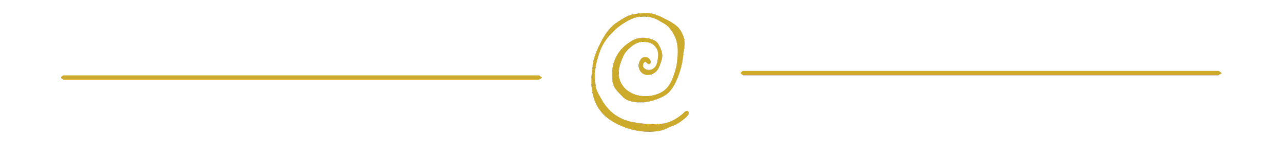 Black background with gold decorative swirls and lines.