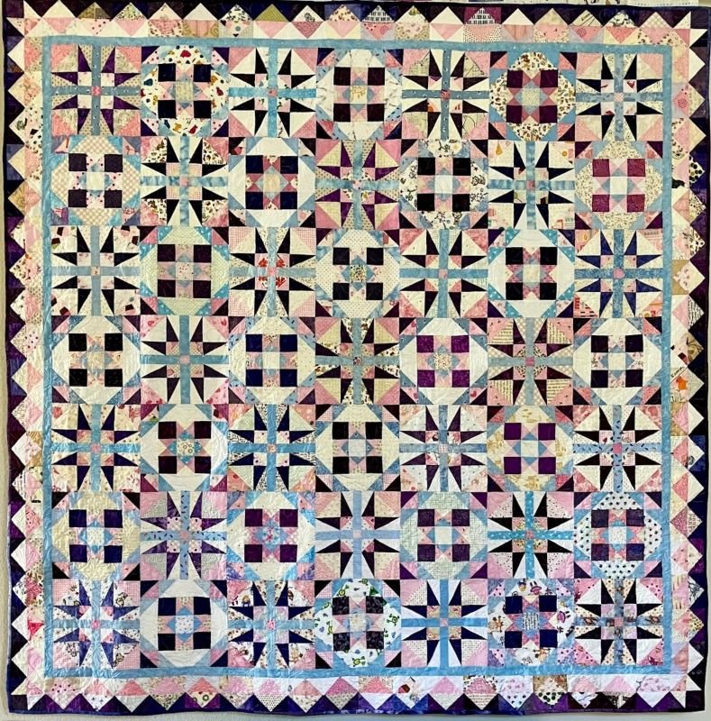 Kontroversy 80" x 80" 3/26 2025 Winter Mystery XXI Lupine & Laughter by Bonnie Hunter