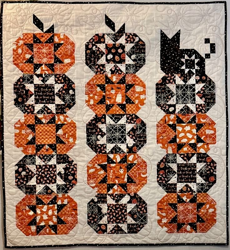 Katkins 44" x 49" 12/25 2025 Spooky Box, Pumpkin Sitting by Fat Quarter Shop