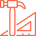 Icon of a hammer hitting a chisel.