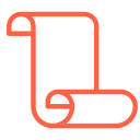A stylized paperclip icon in black and red.