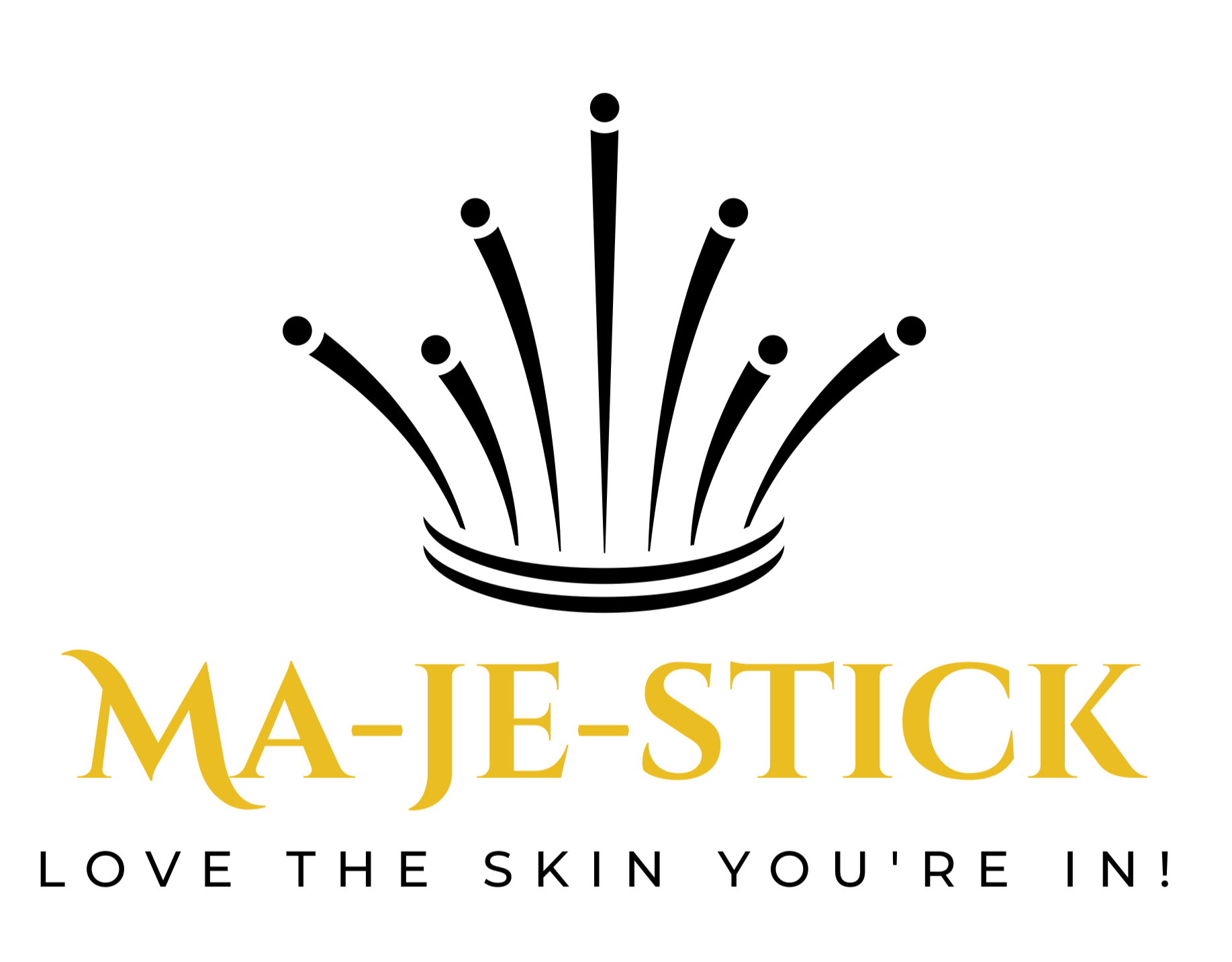 Logo for MA-JE-STICK with text in black and gold.