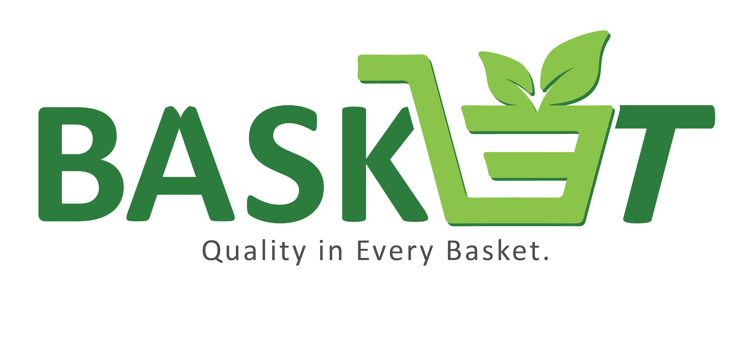 Logo of Basket with the word 'BASKET' in green text, a shopping basket with a plant sprouting from it, and the tagline 'Quality in Every Basket.' Brand, Remeber and vivfty.
