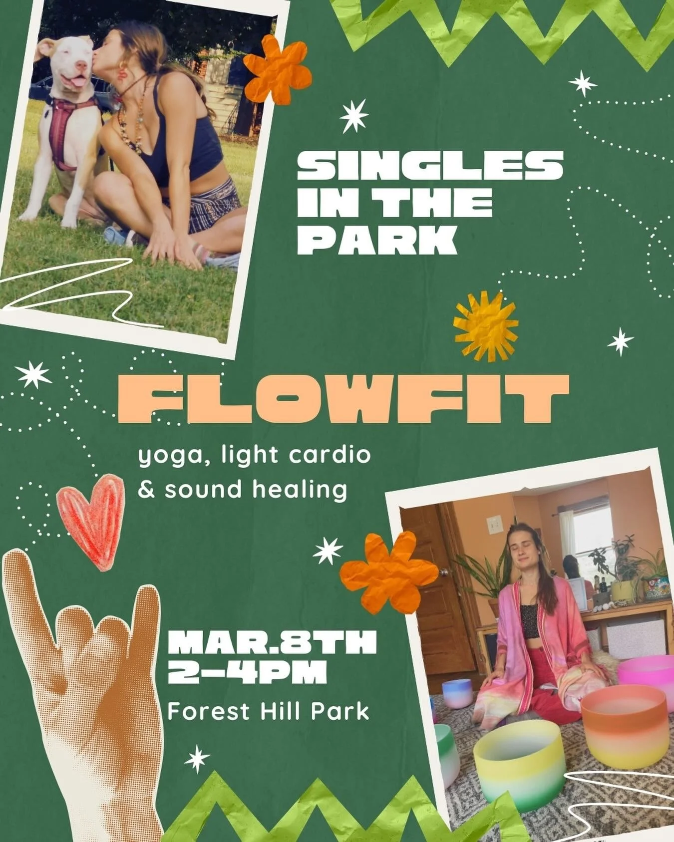 🌸 March 8 | 2&ndash;4 PM | Forest Hill Park 🌸

Spring is coming. Daylight savings is just around the corner. And it&rsquo;s time for singles to gather in a healthy way.

Many of you don&rsquo;t know this about me, but I&rsquo;ve been a yoga teacher
