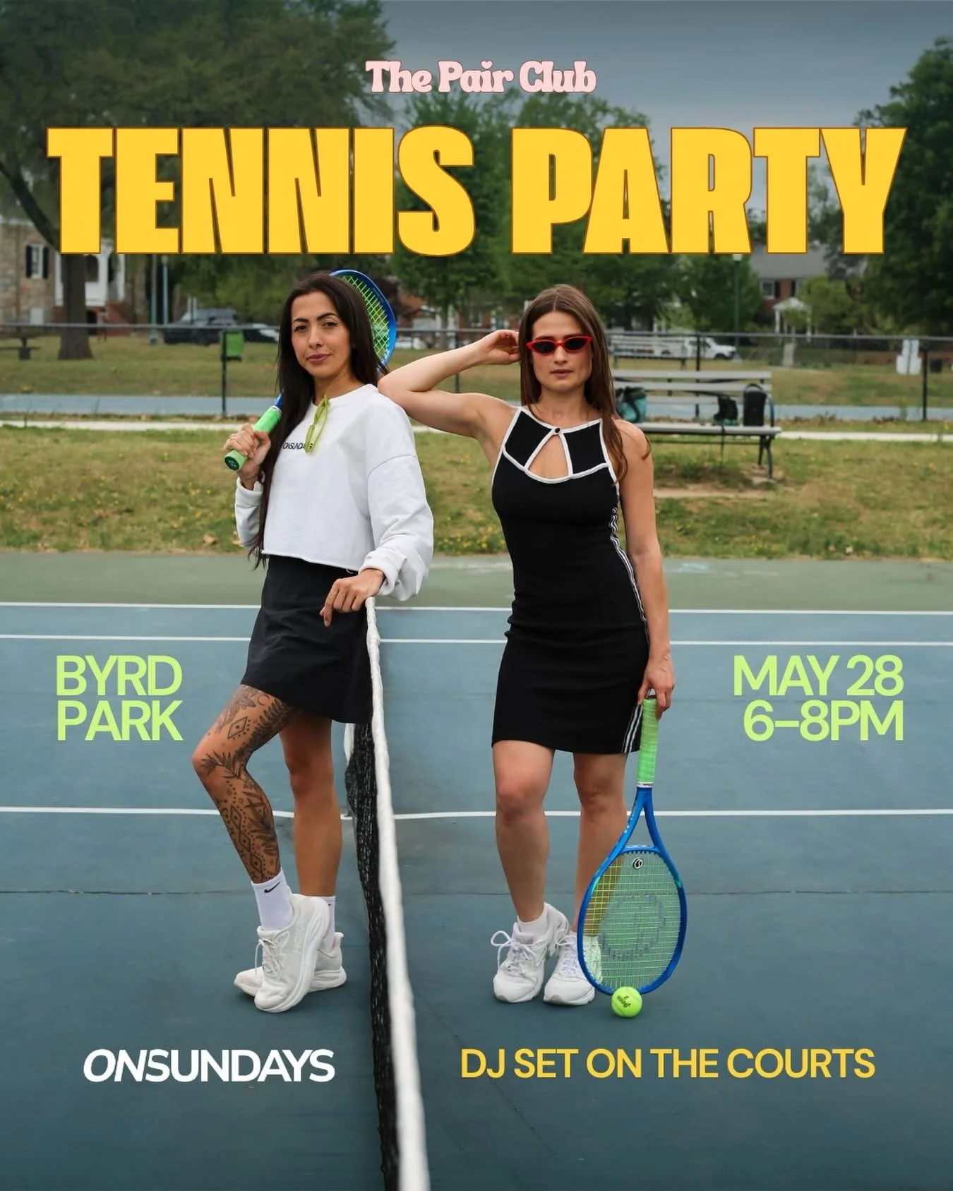 🎾☀️ we&rsquo;re bringing the sunshine back ☀️🎾

✨new date

after a week of rain, come party on the byrd park tennis courts at our mini courtside rave 💿

bring your friends, bring a racket (or borrow one of ours), and come ready to mingle, dance, a