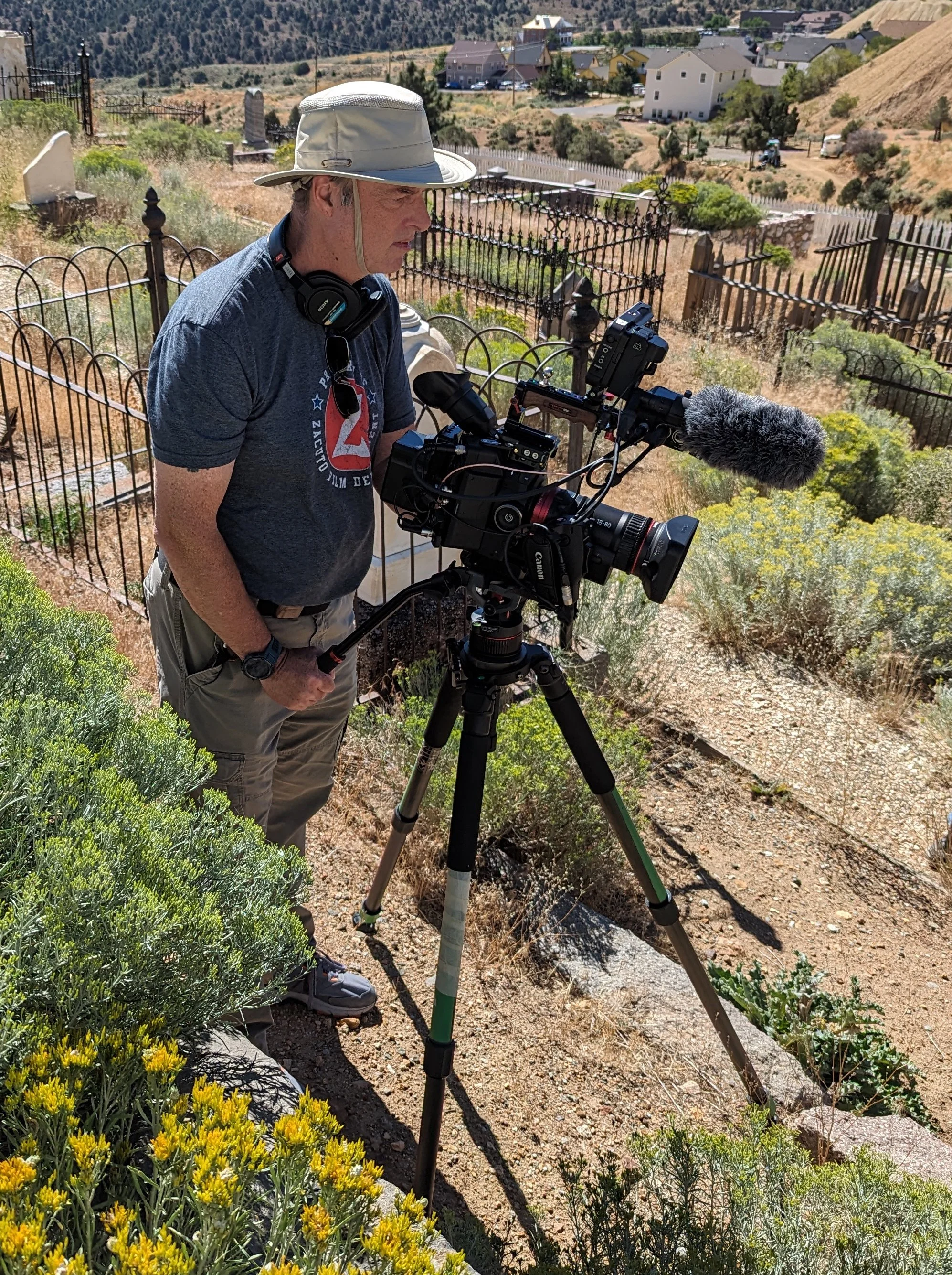 David filming an episode of Real Cowboys, an award-winning TV show.