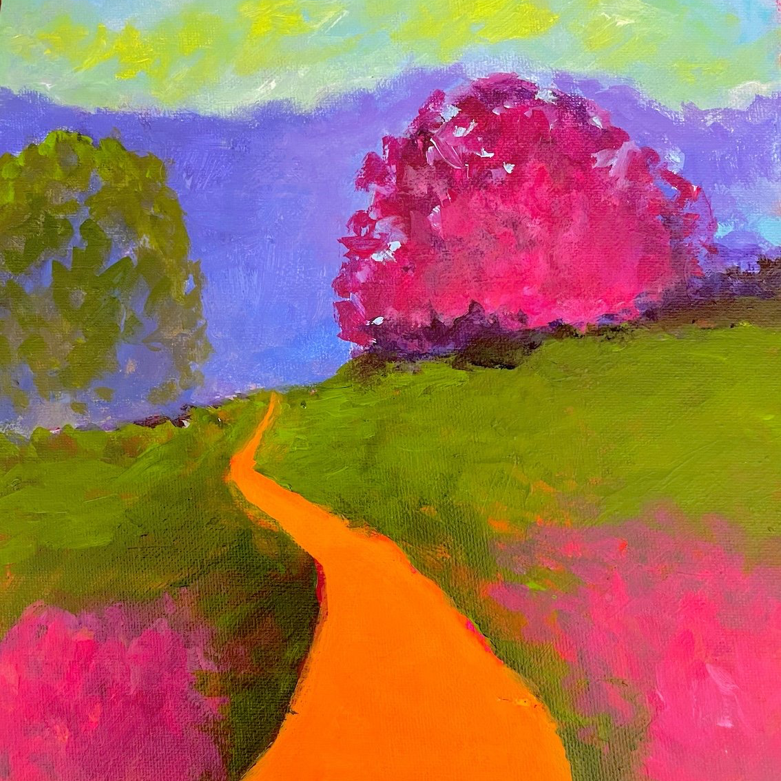 Painting inspiration from Loretta Rosa Artist.  An example of Art Class with Art Nature Box