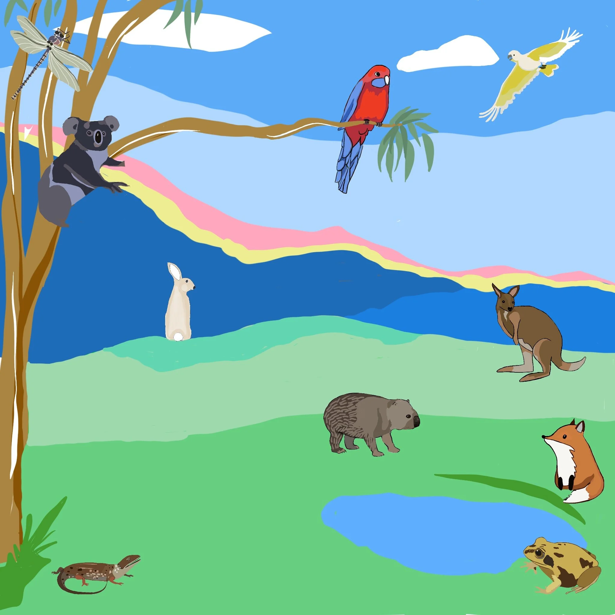 MURALS for Aged Care Facilities.  Large communal spaces painted in natural landscape scenes  and small colour, light and sound SENSORY SPACES.  Spaces that calm and connect to the sensors.