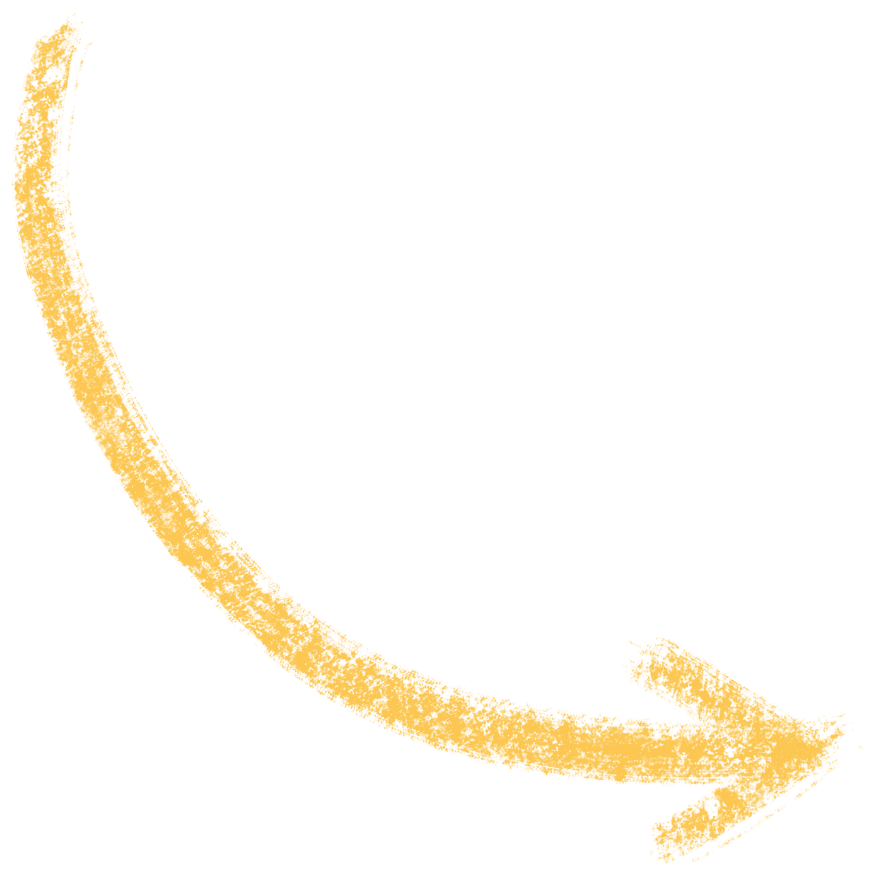 A large gold arrow curves downward and to the right on a transparent background.