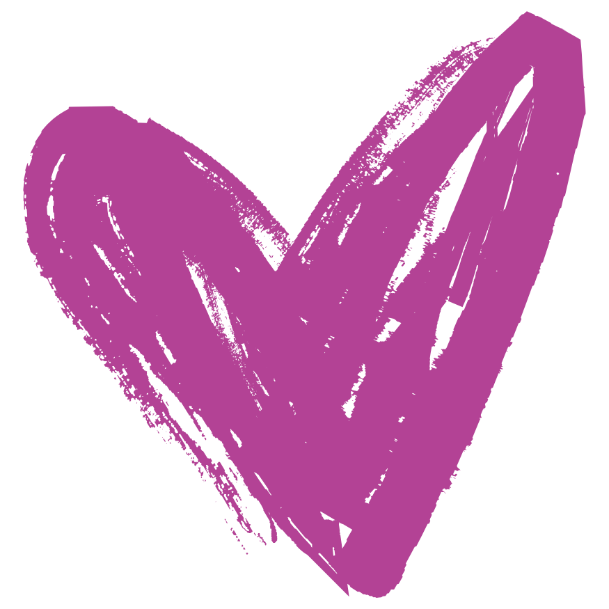 Pink heart symbol with a textured, sketch-like appearance.