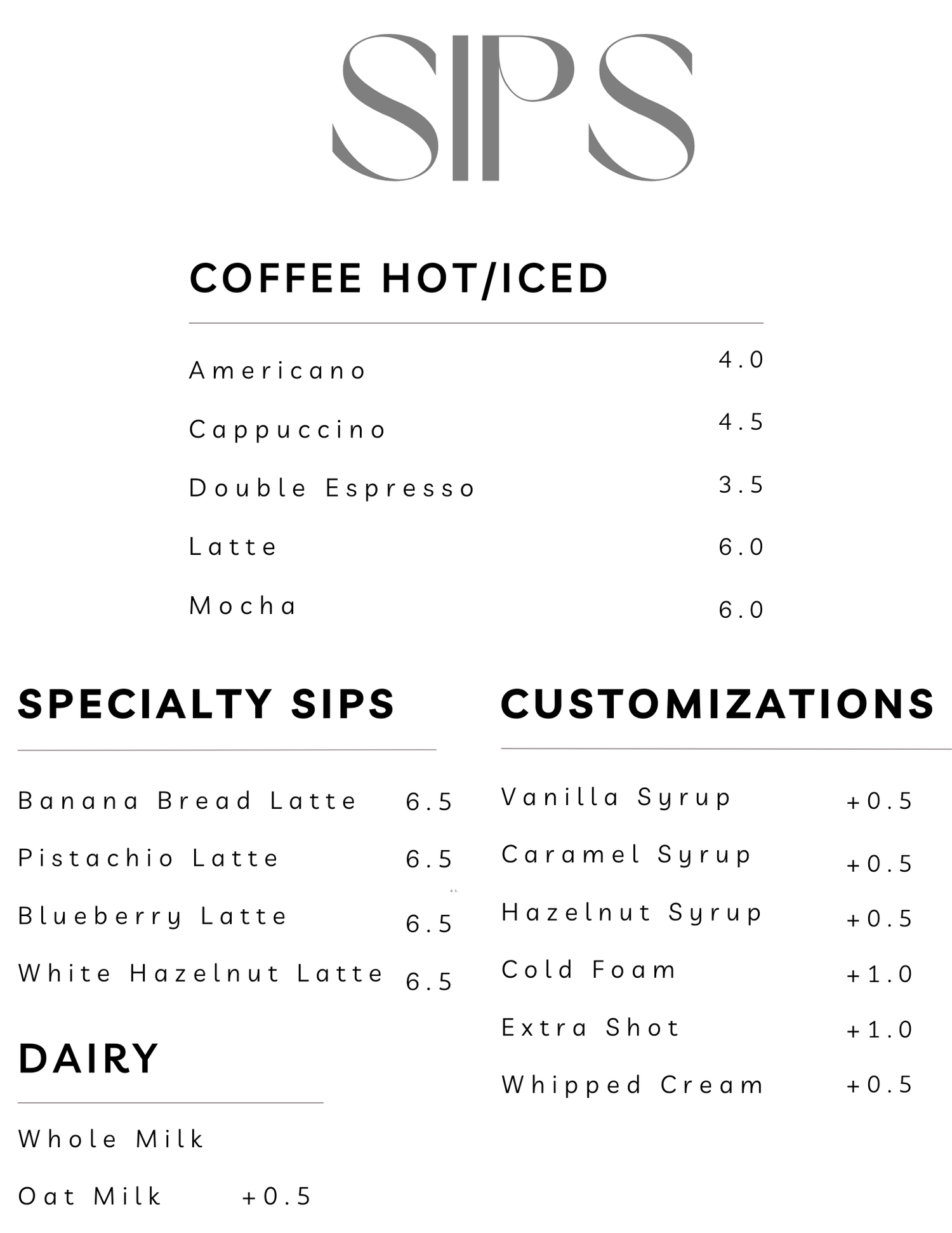 Menu — The Sip Society