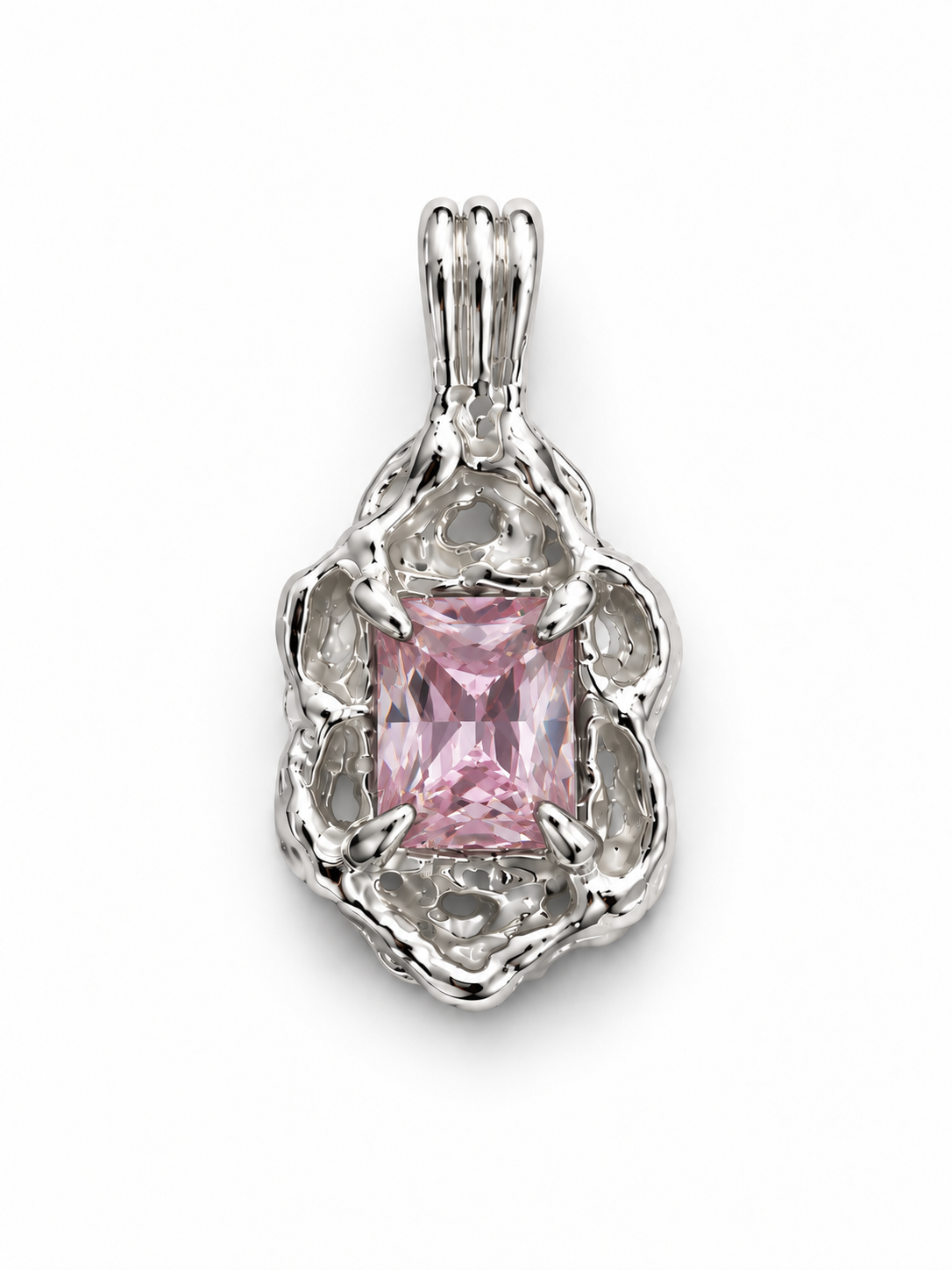 Colgante orgánico de plata con gema rosa.png