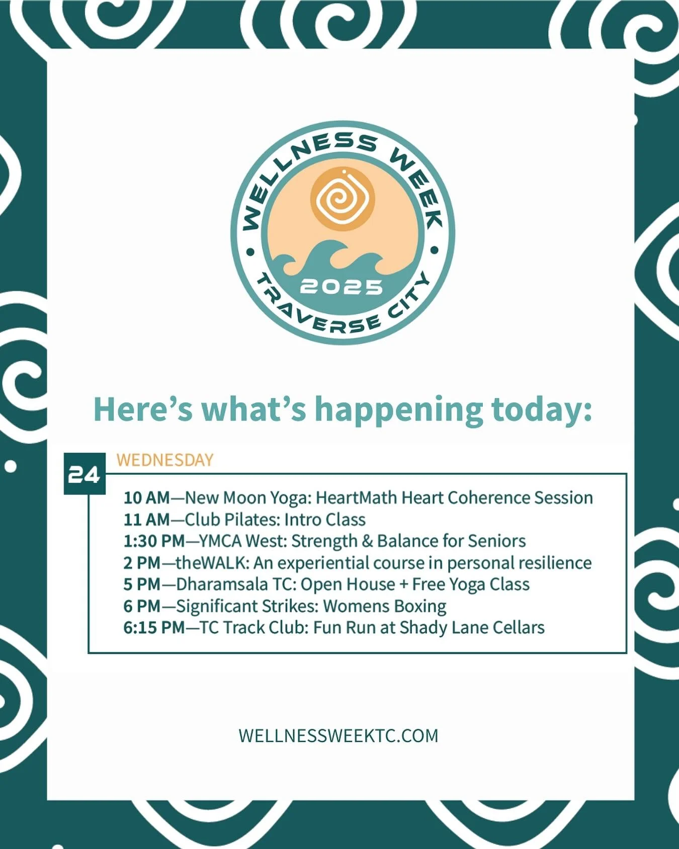 So many ways to get involved in Wellness Week today! Pick a way to move your body, be in nature and get connected to community.