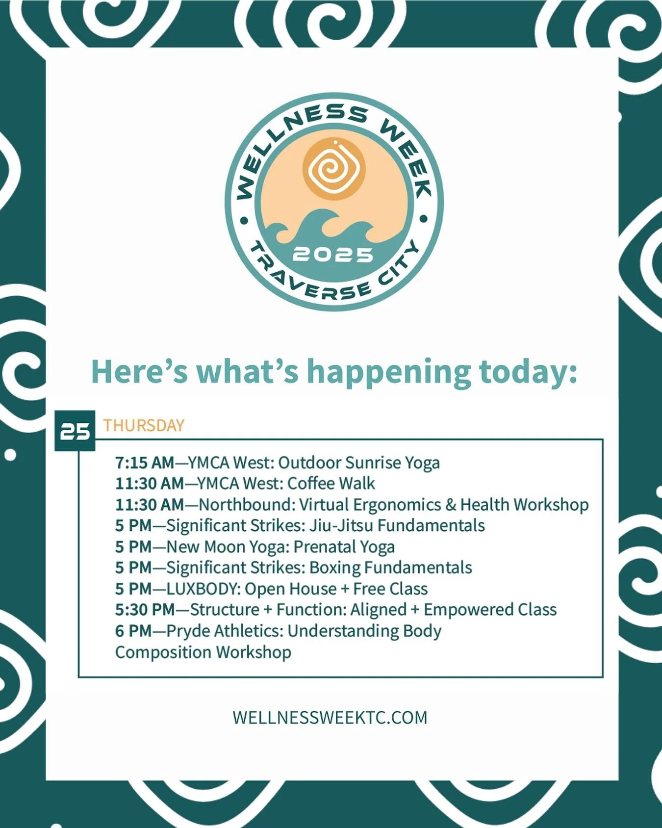 Our last two days of Wellness Week are chock full of events! Try something new, move your body, stretch your mind, and connect with the community. See you out there!