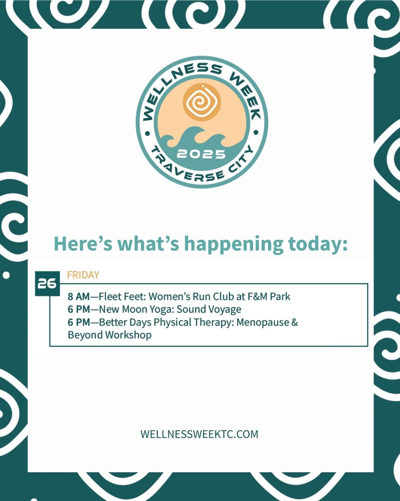 We can’t believe it’s the last day of Wellness Week! Scoop up your opportunities to participate and be in community. And don’t forget some of our exclusive offers will be expiring today! Visit wellnessweektc.com to take advantage an