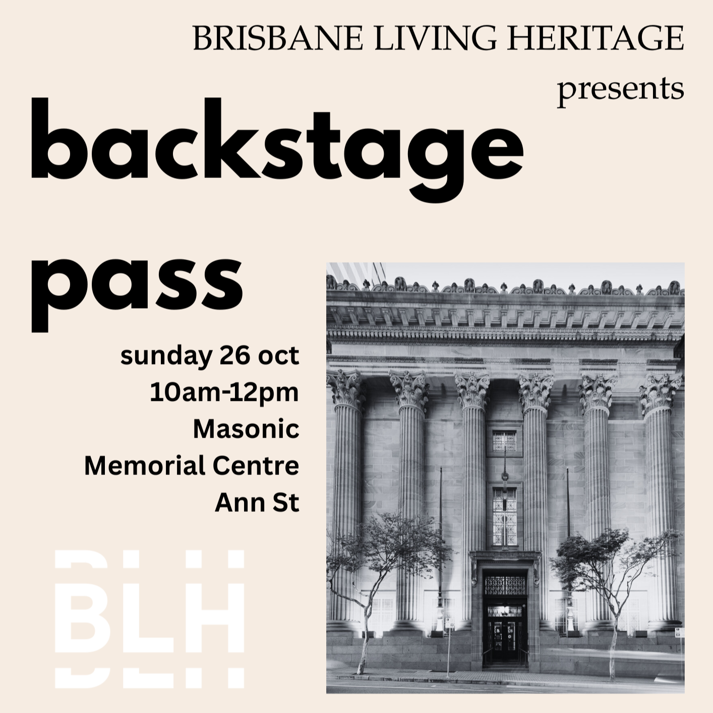 Backstage Pass at Masonic Memorial Hall