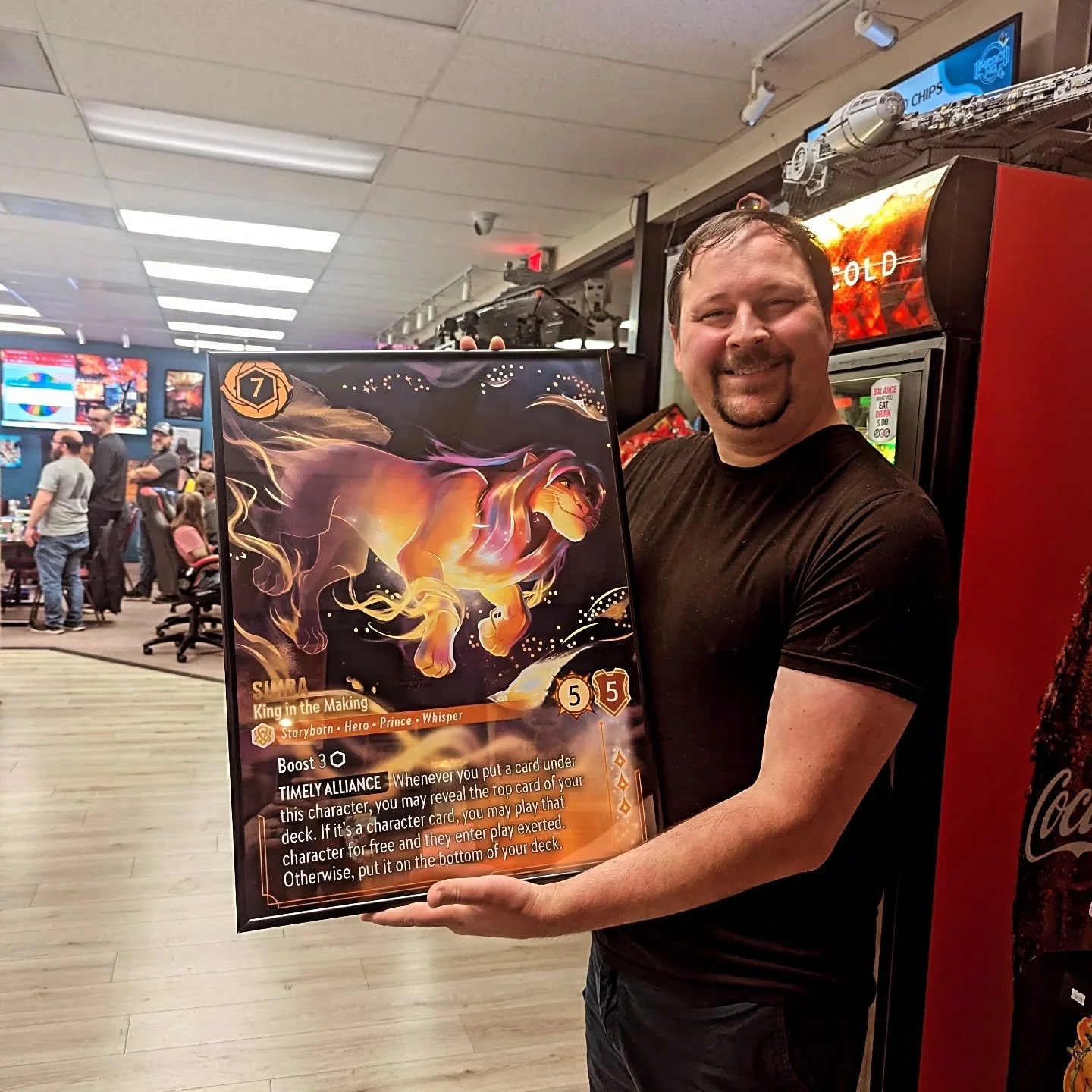 Congratulations 🎉 to our &quot;Whispers in the Well&quot; Pre-release raffle prize winner Timm! He goes home with a jumbo Simba Enchanted! 
#lorcana #simba #lionking #ravensburger
