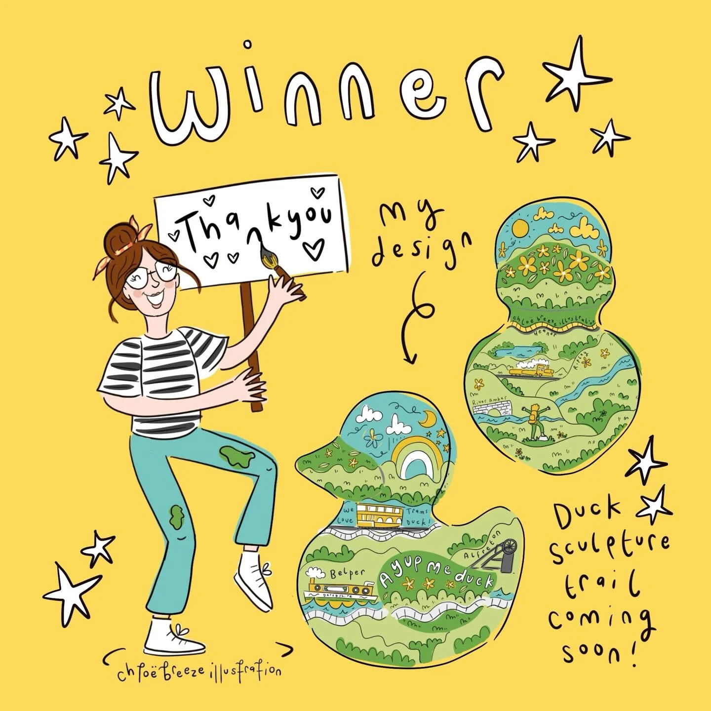 T H A N K Y O U sooo much to anyone who voted for me in @visitambervalley @makingtrailsevents AYUP ducks sculpture trail - I have been chosen with another 7 artists to paint a large duck sculpture that will make up an art trail in Derbyshire 💛

I&rs