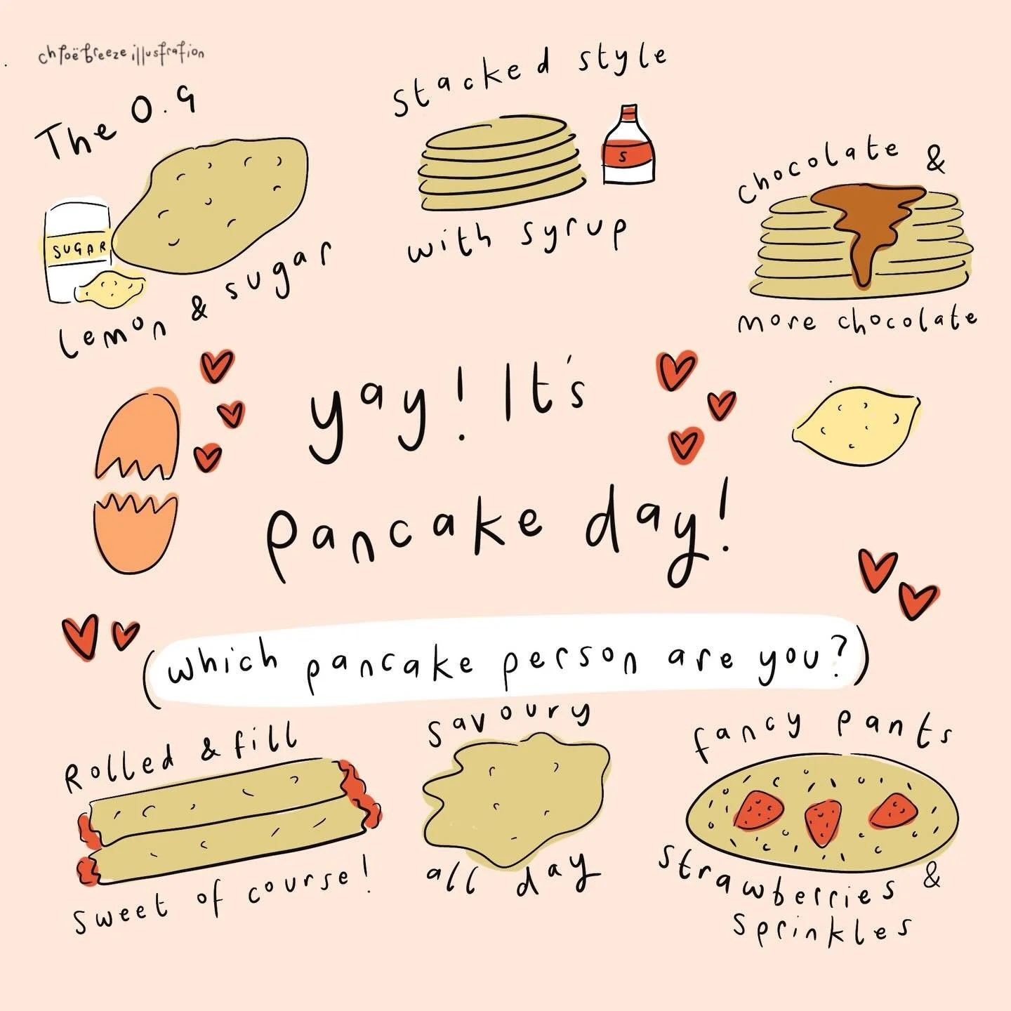 Happy Pancake day! 🥞

Drew two and couldn&rsquo;t decide which I preferred ❤️

Which pancake person are you? &amp; would you add anymore on there? 

#pancakeday #pancakeday2026 #pancakes #pancakes🥞 #pancake