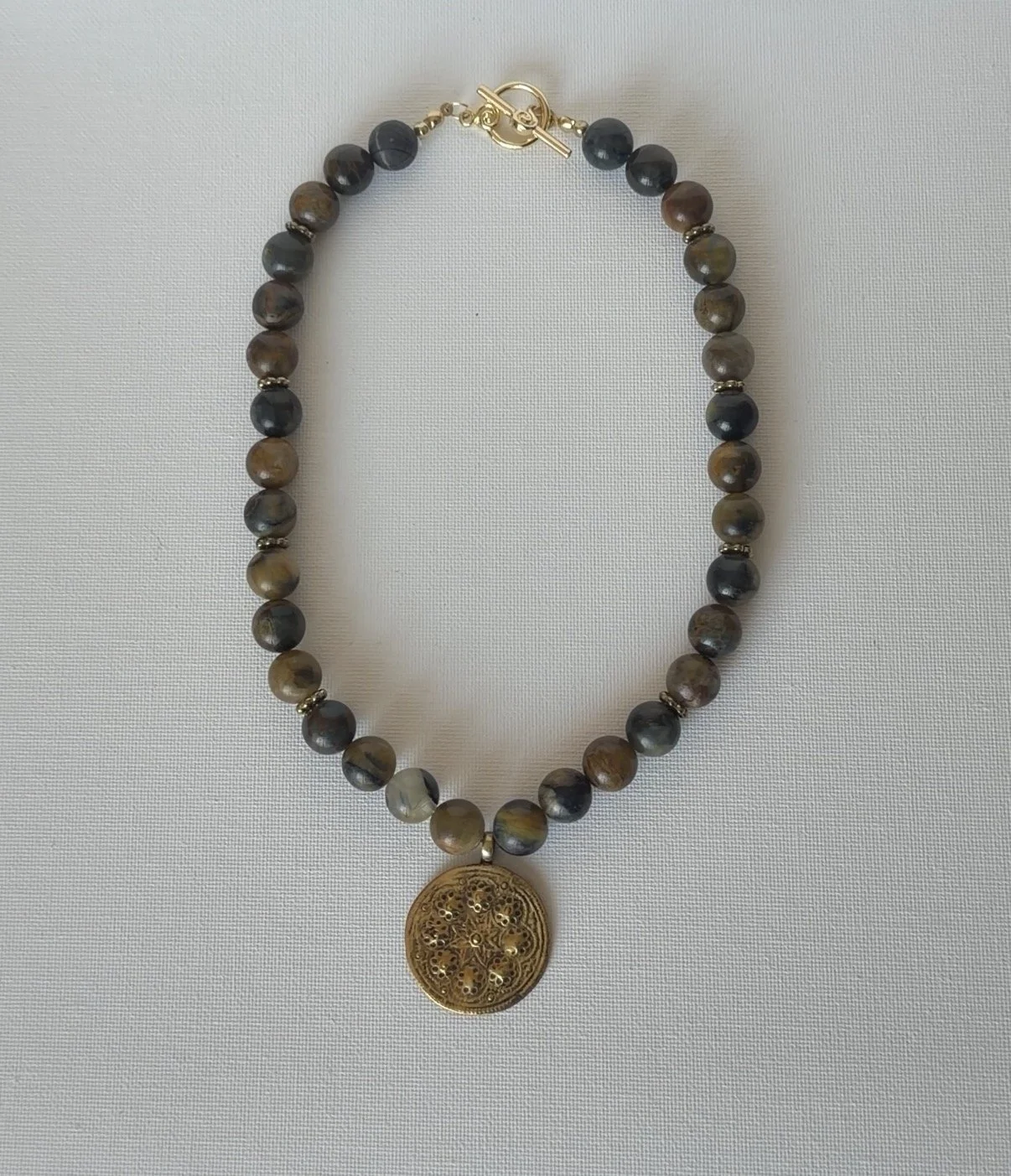 Golden Pietersite Charm Necklace