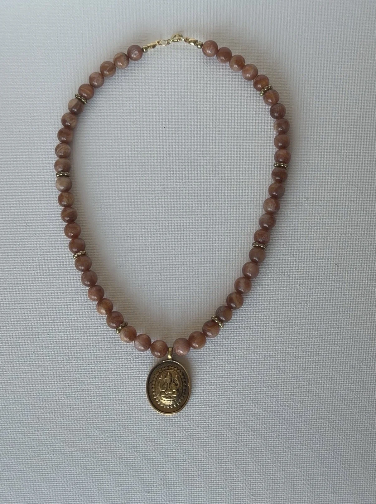 Radiant Sunstone Ganesha Charm Necklace