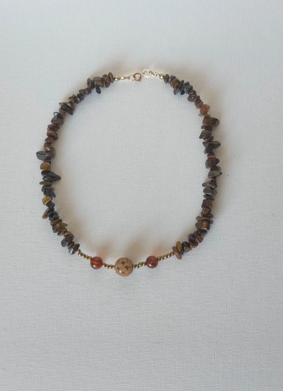 Tiger's Eye + Garnet + Soapstone Necklace