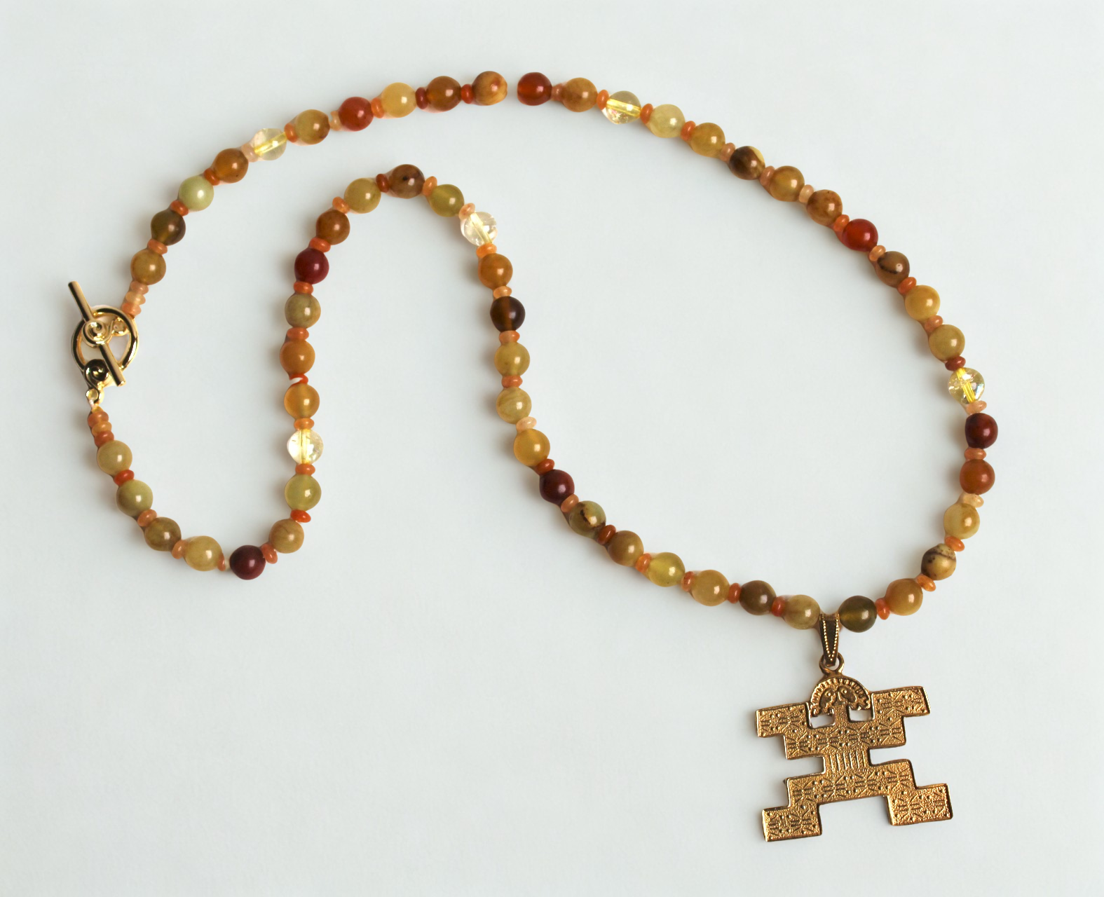 Jade + Citrine + Mayan Talisman Necklace