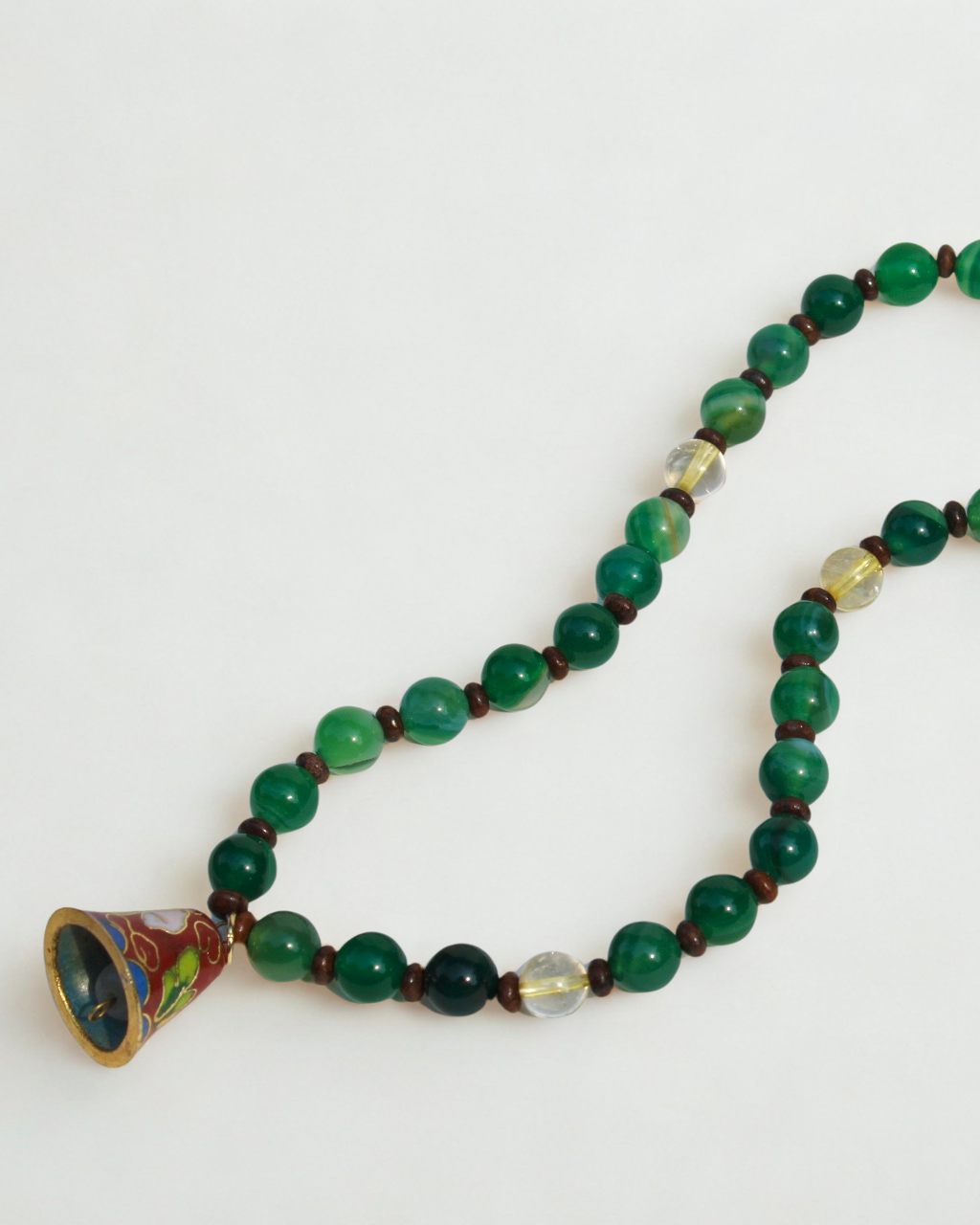 Malachite + Citrine Cloisonné Bell Charm Necklace