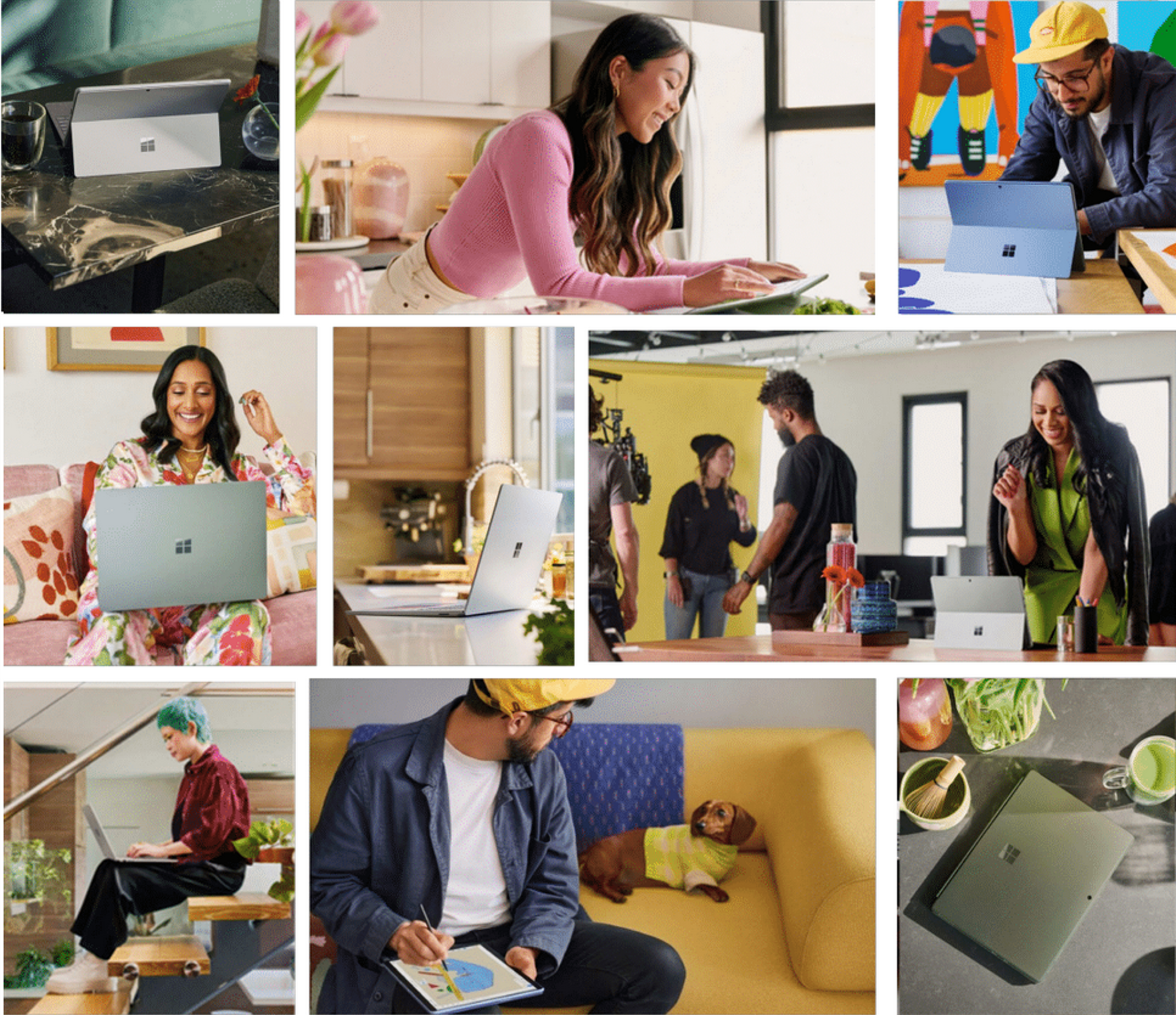 Zeenah Shah, Goldie Chan, Imani Ellis, Sebastian Curi, and Remi Park featured in Microsoft's brand campaign