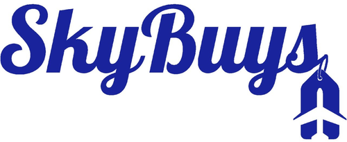 SkyBuyrs logo featuring stylized text and a rocket icon.