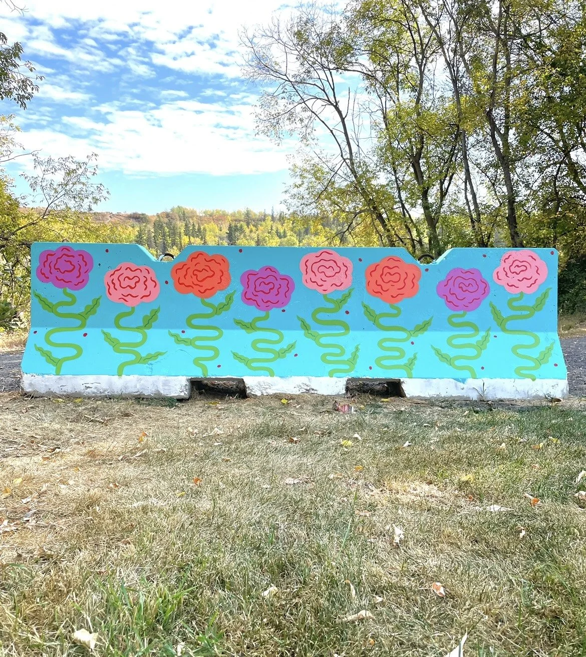 floral concrete barrier