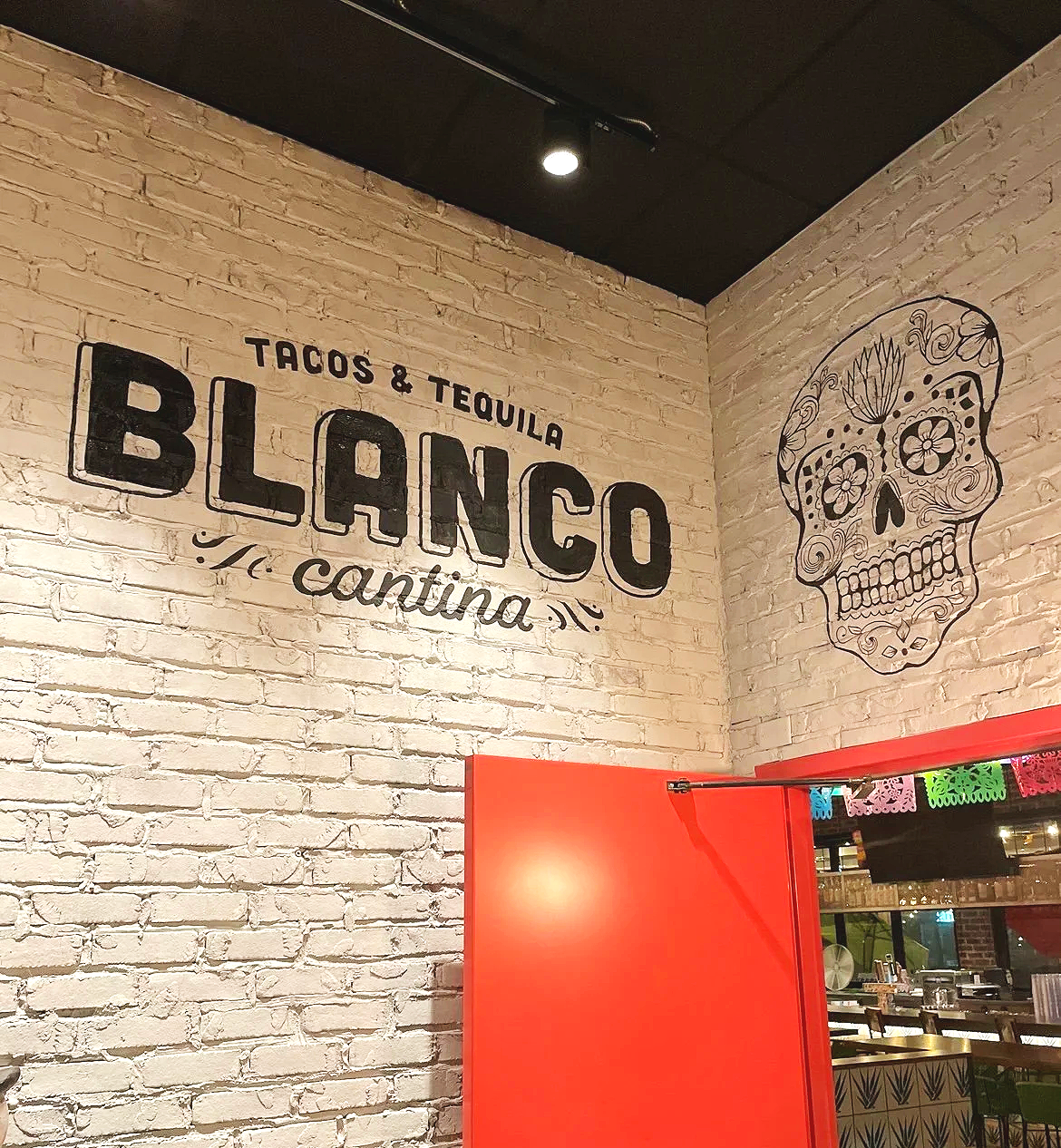 business logo on brick