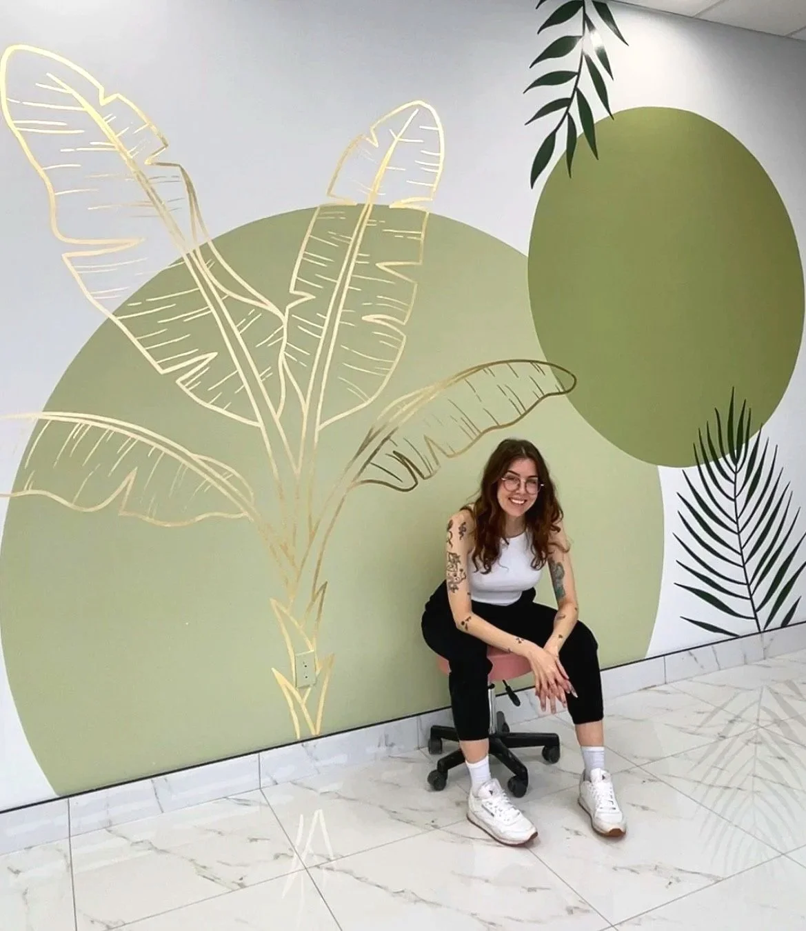 gold foil banana leaf with green